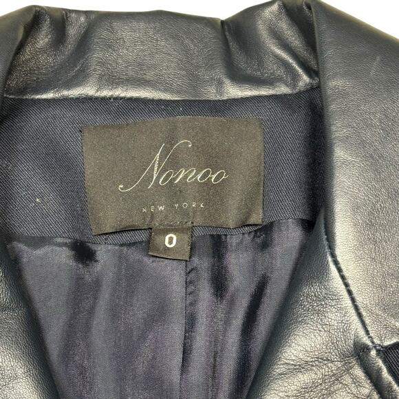 Misha Nonoo Navy Royal Lambskin Leather Trench Coat Size 0 - Picture 5 of 15